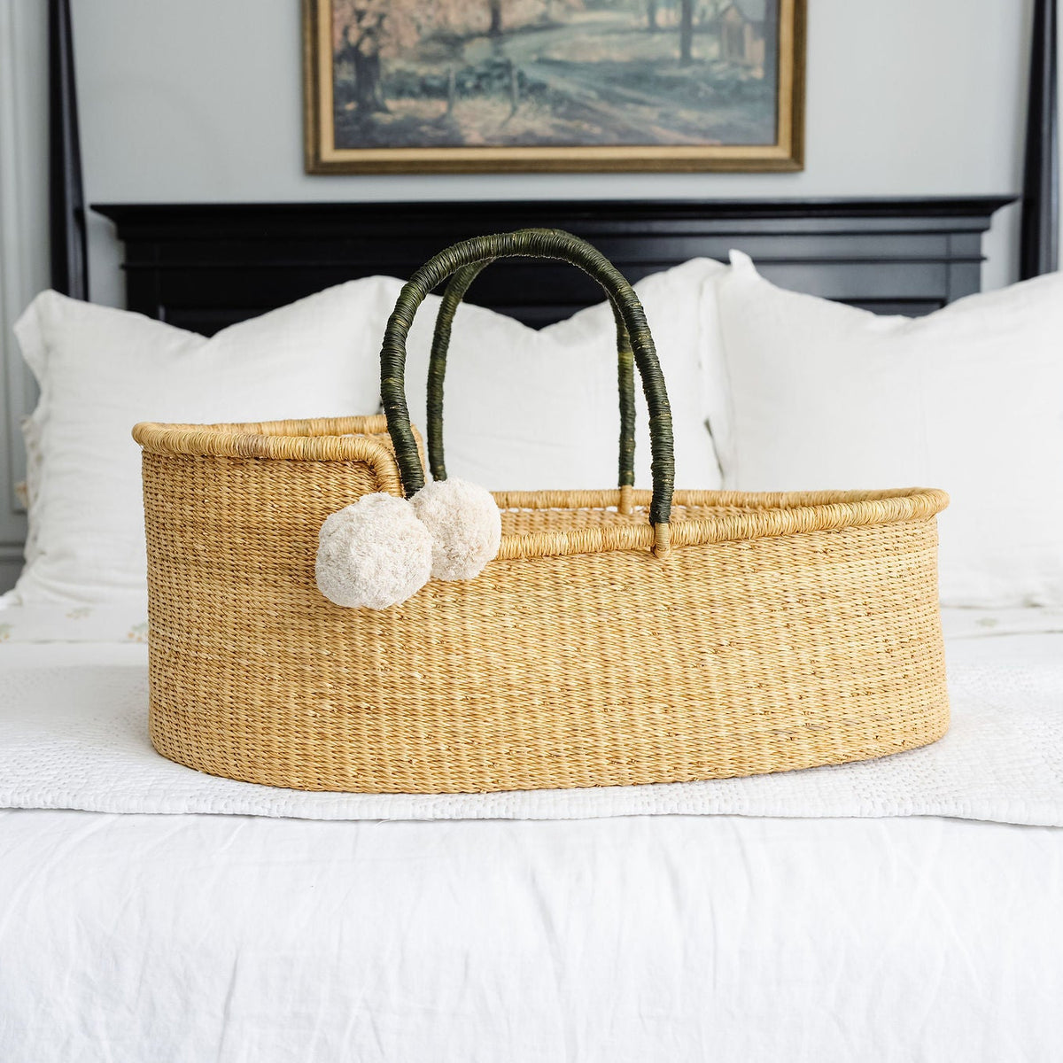 Moss Green Vegan Handle<br>Moses Basket