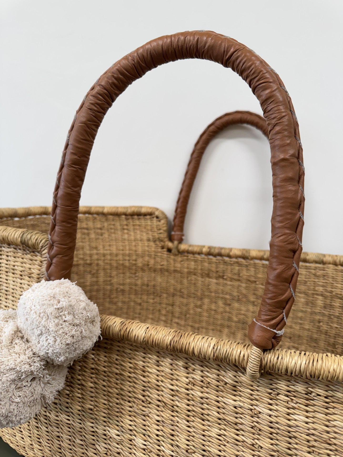 Camel Vegan Leather Handle No Hood Moses Basket