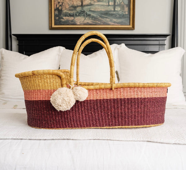 Pink Two Tone<br> African Moses Basket<br>Vegan Handle
