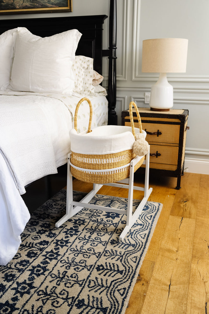 Natural Modern Open Weave<br> African Moses Basket <br> Vegan Handle