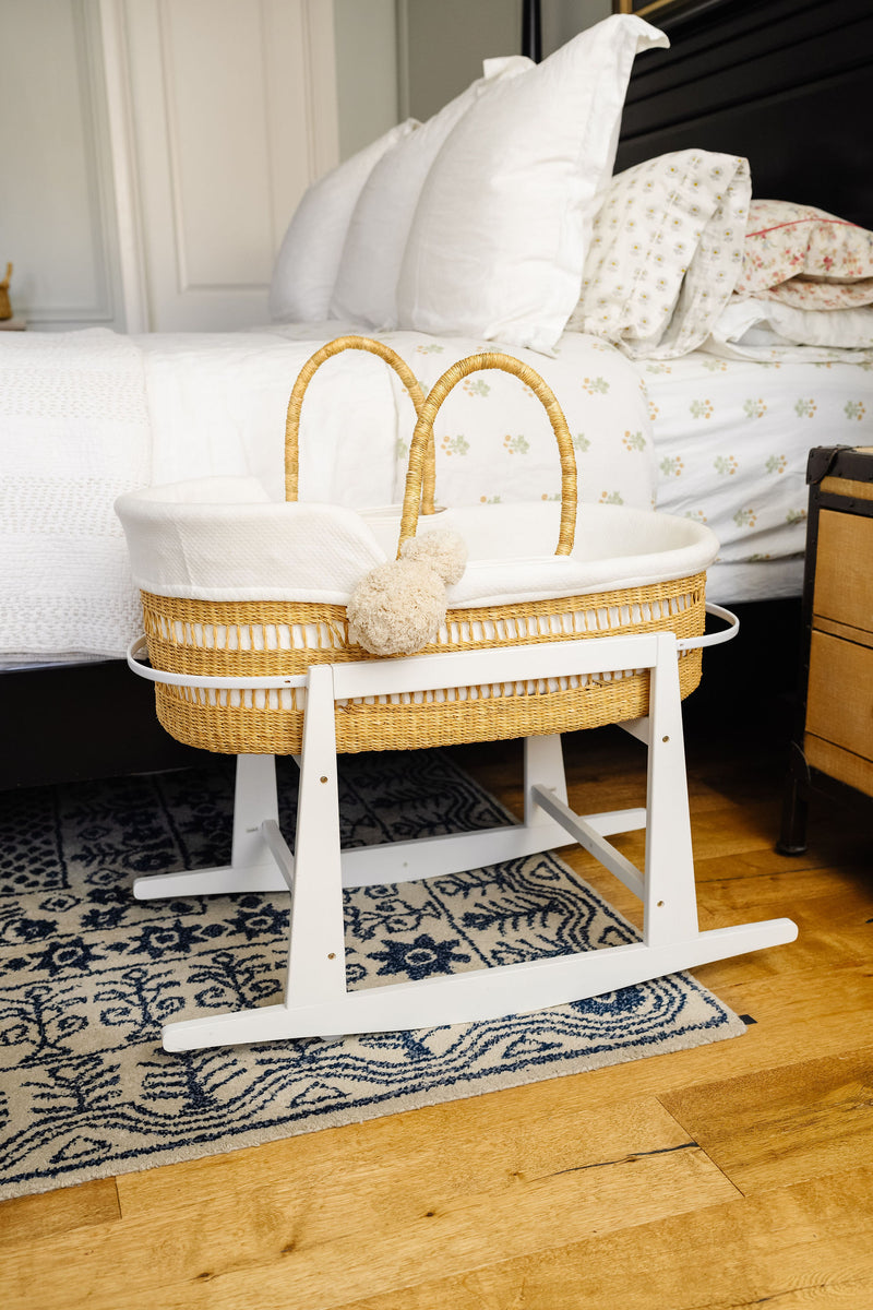 Natural Modern Open Weave<br> African Moses Basket <br> Vegan Handle