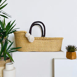 Basket Only<br>Natural<br>African Moses Basket<br>Brown Handle