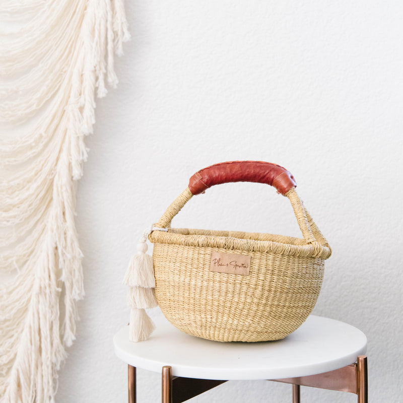 Natural<br>Cognac Handle<br>Small Market Basket