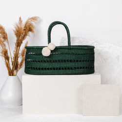 Field Green Open Weave<br>Perfectly Imperfect<br> African Moses Basket<br>No Hood