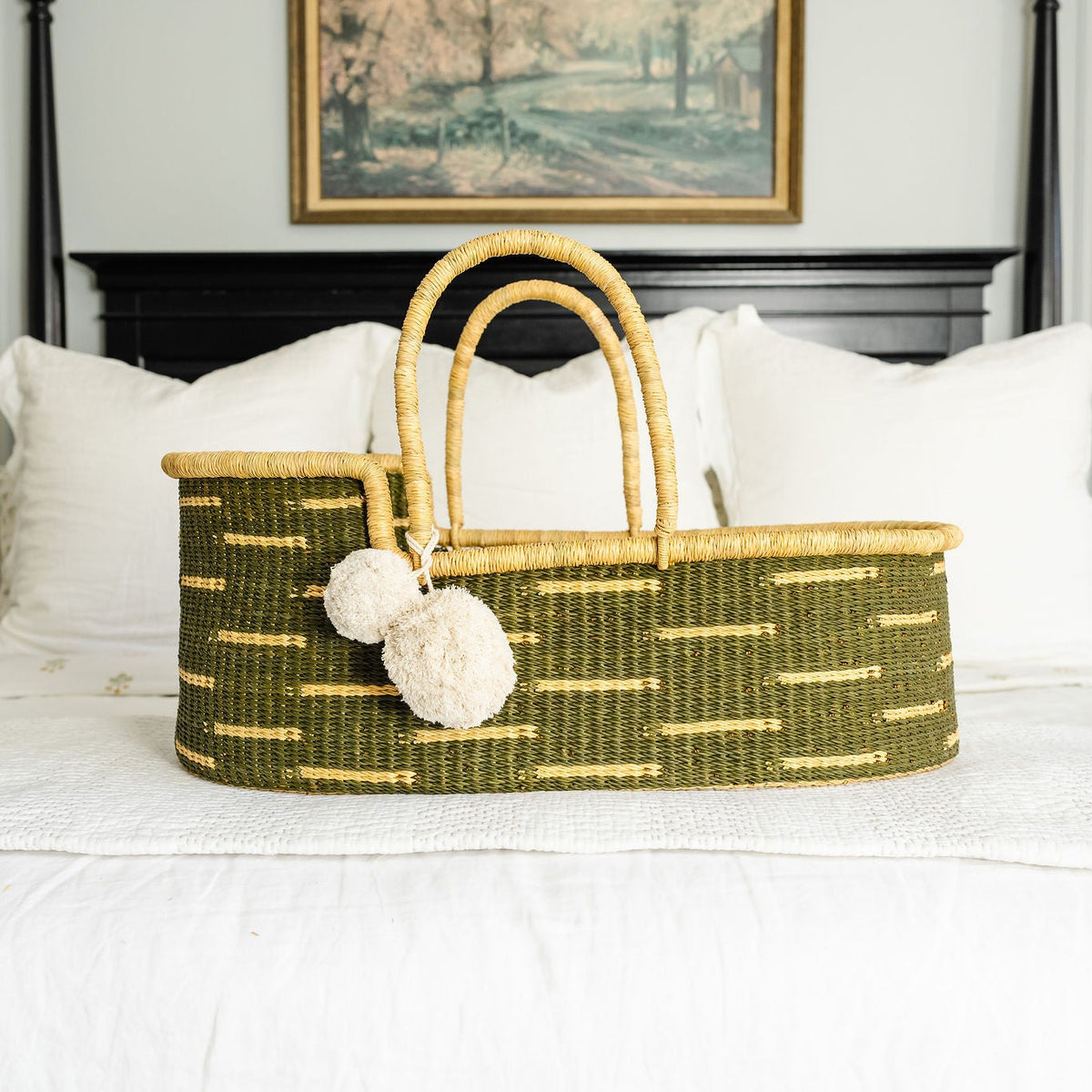 Moss Green Dash<br>Moses Basket