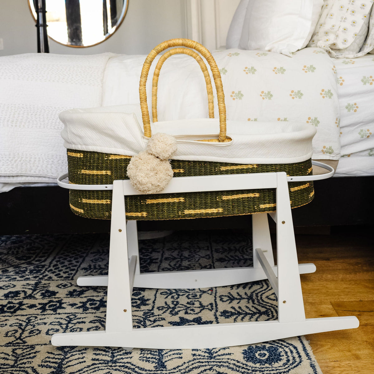 Moss Green Dash<br>Moses Basket