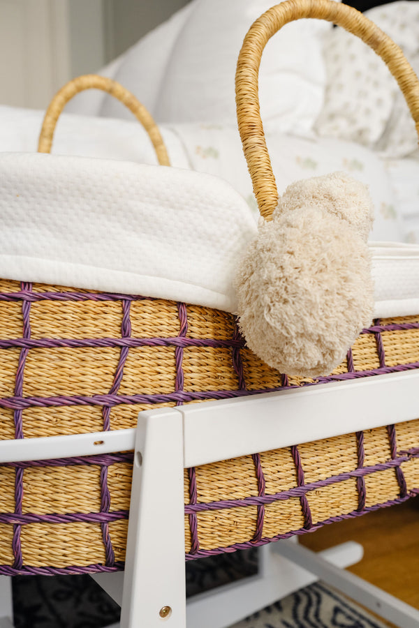 Lavender Grid<br> African Moses Basket<br>Vegan Handle