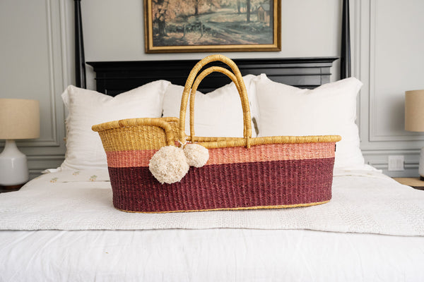 Pink Two Tone<br> African Moses Basket<br>Vegan Handle