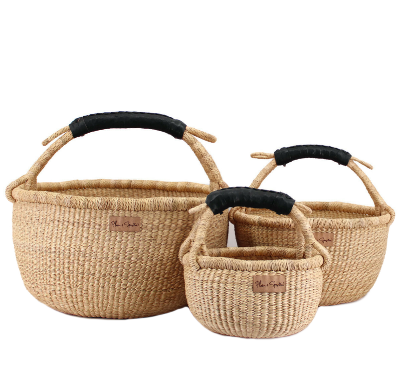 Natural<br>Black Handle<br>Small Market Basket