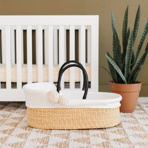 Natural<br>African Moses Basket<br>Black Handle