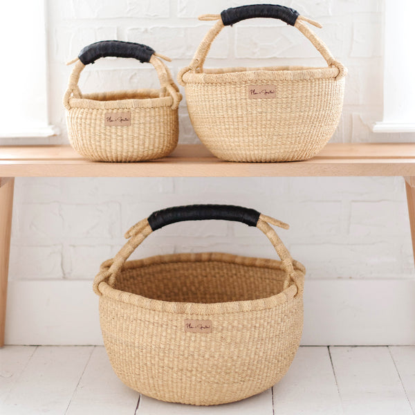 Natural<br>Black Handle<br>Medium Market Basket