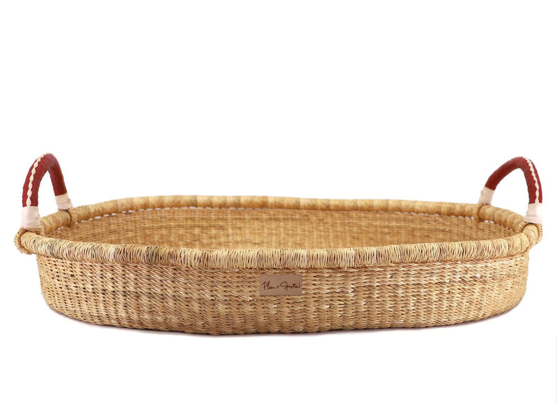 Natural<br>Changing Basket<br>Cognac + Cream Handle