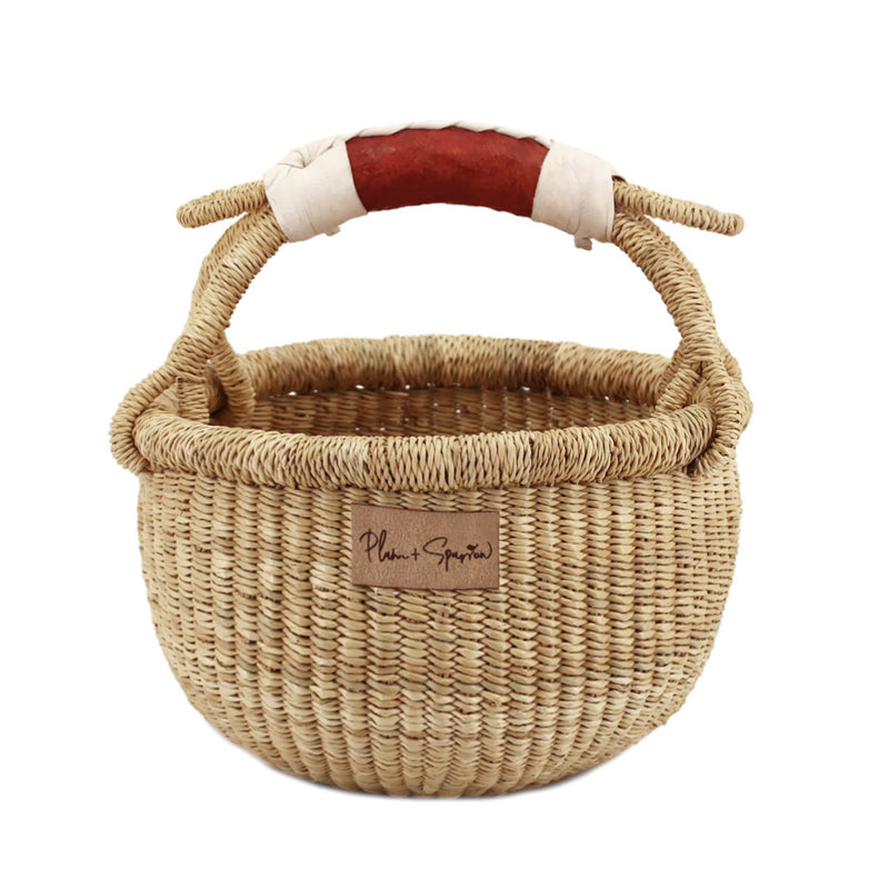 Natural<br>Cognac + Cream Handle<br>Small Market Basket